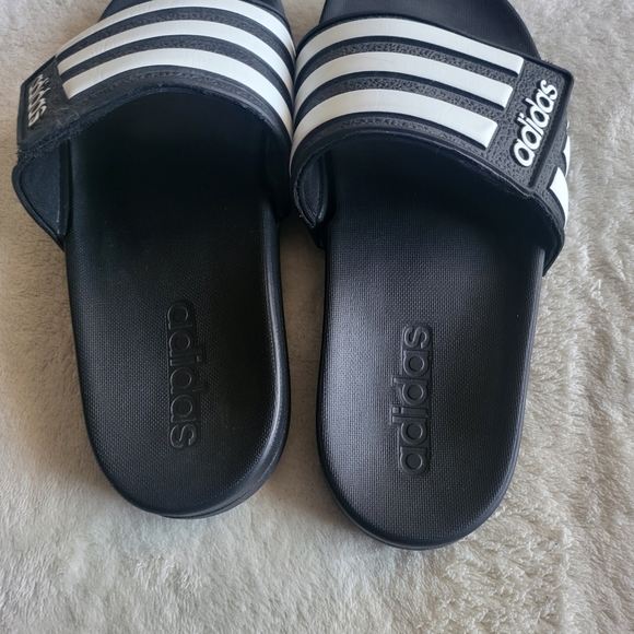 Adidas Velcro Slides Black White Size Youth 4 - Picture 5 of 6